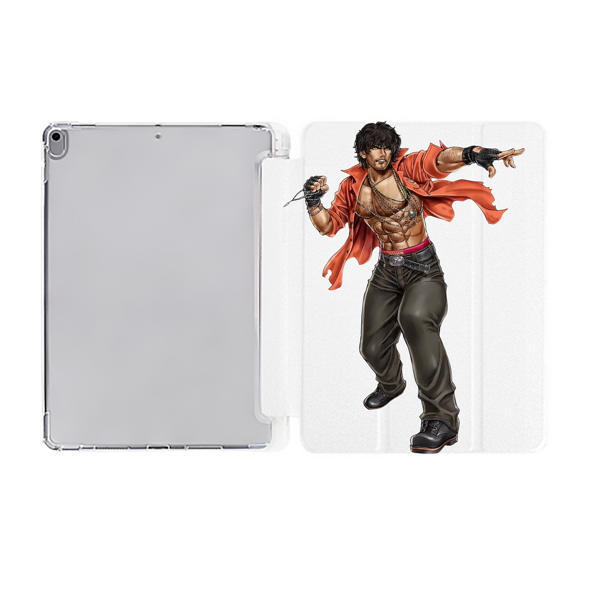 （画像用） 北斗の拳 Fist of the North Star IPad ケース ペン収納付き 三つ折りスタンド PUレザー×シリコン 対応機種9.5/10.5/10.9インチ